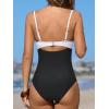 imageCUPSHE One Piece Swimsuit for Women Bathing Suits Twist Front Cutout Adjustable Straps Ruched SwimwearBlackWhite