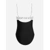 imageCUPSHE One Piece Swimsuit for Women Bathing Suits Twist Front Cutout Adjustable Straps Ruched SwimwearBlackWhiteStripe
