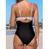 imageCUPSHE One Piece Swimsuit for Women Bathing Suits Twist Front Cutout Adjustable Straps Ruched SwimwearBlackWhiteStripe