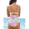 imageCUPSHE One Piece Swimsuit for Women Bathing Suits Twist Front Cutout Adjustable Straps Ruched SwimwearYellowPinkFloral