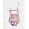 imageCUPSHE One Piece Swimsuit for Women Bathing Suits Twist Front Cutout Adjustable Straps Ruched SwimwearYellowPinkFloral