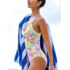 imageCUPSHE One Piece Swimsuit for Women Bathing Suits Twist Front Cutout Adjustable Straps Ruched SwimwearYellowPinkFloral