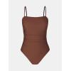 imageCUPSHE Women Swimsuit One Piece Bathing Suit Square Neck Cutout Back Tummy Control with Adjustable Spaghetti StrapsChestnut Brown