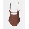 imageCUPSHE Women Swimsuit One Piece Bathing Suit Square Neck Cutout Back Tummy Control with Adjustable Spaghetti StrapsChestnut Brown