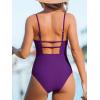 imageCUPSHE Women Swimsuit One Piece Bathing Suit Square Neck Cutout Back Tummy Control with Adjustable Spaghetti StrapsDeep Violet
