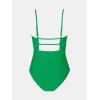 imageCUPSHE Women Swimsuit One Piece Bathing Suit Square Neck Cutout Back Tummy Control with Adjustable Spaghetti StrapsForest Green