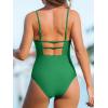 imageCUPSHE Women Swimsuit One Piece Bathing Suit Square Neck Cutout Back Tummy Control with Adjustable Spaghetti StrapsForest Green