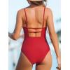 imageCUPSHE Women Swimsuit One Piece Bathing Suit Square Neck Cutout Back Tummy Control with Adjustable Spaghetti StrapsRed