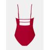 imageCUPSHE Women Swimsuit One Piece Bathing Suit Square Neck Cutout Back Tummy Control with Adjustable Spaghetti StrapsRed