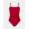 imageCUPSHE Women Swimsuit One Piece Bathing Suit Square Neck Cutout Back Tummy Control with Adjustable Spaghetti StrapsRed