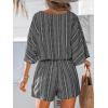 imageCUPSHE Womens Lace Up Leopard Print Romper Short Sleeves Jumpsuits Wide leg OutfitBlack