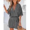 imageCUPSHE Womens Lace Up Leopard Print Romper Short Sleeves Jumpsuits Wide leg OutfitBlack
