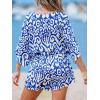 imageCUPSHE Womens Lace Up Leopard Print Romper Short Sleeves Jumpsuits Wide leg OutfitBlue Abstract