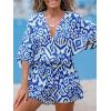imageCUPSHE Womens Lace Up Leopard Print Romper Short Sleeves Jumpsuits Wide leg OutfitBlue Abstract