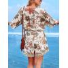 imageCUPSHE Womens Lace Up Leopard Print Romper Short Sleeves Jumpsuits Wide leg OutfitBrown Printed