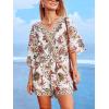 imageCUPSHE Womens Lace Up Leopard Print Romper Short Sleeves Jumpsuits Wide leg OutfitBrown Printed