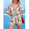 imageCUPSHE Womens Lace Up Leopard Print Romper Short Sleeves Jumpsuits Wide leg OutfitBrown Printed