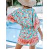 imageCUPSHE Womens Lace Up Leopard Print Romper Short Sleeves Jumpsuits Wide leg OutfitMint Floral