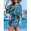 imageCUPSHE Womens Lace Up Leopard Print Romper Short Sleeves Jumpsuits Wide leg OutfitTeal Abstract