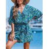 imageCUPSHE Womens Lace Up Leopard Print Romper Short Sleeves Jumpsuits Wide leg OutfitTeal Abstract