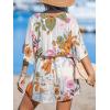 imageCUPSHE Womens Lace Up Leopard Print Romper Short Sleeves Jumpsuits Wide leg OutfitWhite Printed