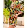 imageCUPSHE Womens Lace Up Leopard Print Romper Short Sleeves Jumpsuits Wide leg OutfitYellow Tropical