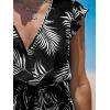 imageCUPSHE Womens Romper Tropical Flutter Sleeve Boho Overall V Neck Wide Leg Outfit Casual BeachBlackWhite Leaves