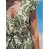 imageCUPSHE Womens Romper Tropical Flutter Sleeve Boho Overall V Neck Wide Leg Outfit Casual BeachGreen