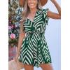 imageCUPSHE Womens Romper Tropical Flutter Sleeve Boho Overall V Neck Wide Leg Outfit Casual BeachGreen Stripe