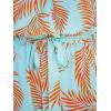 imageCUPSHE Womens Romper Tropical Flutter Sleeve Boho Overall V Neck Wide Leg Outfit Casual BeachTealOrange Leaves