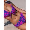 imageCUPSHE Womens Two Piece Bikini Set Floral Print Knot Bunny TieBlueMagenta