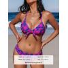 imageCUPSHE Womens Two Piece Bikini Set Floral Print Knot Bunny TieBlueMagenta