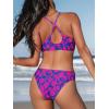 imageCUPSHE Womens Two Piece Bikini Set Floral Print Knot Bunny TieBlueMagenta
