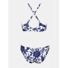 imageCUPSHE Womens Two Piece Bikini Set Floral Print Knot Bunny TieWhiteNavy Floral