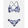 imageCUPSHE Womens Two Piece Bikini Set Floral Print Knot Bunny TieWhiteNavy Floral