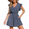 imageCUPSHE Womens Romper Tropical Flutter Sleeve Boho Overall V Neck Wide Leg Outfit Casual BeachPolka Dots