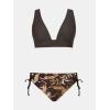 imageCUPSHE Bikini Set for Women Two Piece Swimsuit V Neck Triangle Top Wide Straps Cross Back Lace up Mid RiseEspresso BrownLeopard