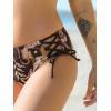 imageCUPSHE Bikini Set for Women Two Piece Swimsuit V Neck Triangle Top Wide Straps Cross Back Lace up Mid RiseEspresso BrownLeopard