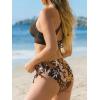 imageCUPSHE Bikini Set for Women Two Piece Swimsuit V Neck Triangle Top Wide Straps Cross Back Lace up Mid RiseEspresso BrownLeopard