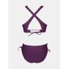 imageCUPSHE Bikini Set for Women Two Piece Swimsuit V Neck Triangle Top Wide Straps Cross Back Lace up Mid RiseGrape Purple