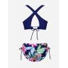 imageCUPSHE Bikini Set for Women Two Piece Swimsuit V Neck Triangle Top Wide Straps Cross Back Lace up Mid RiseNavy BlueFloral