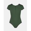 imageCUPSHE One Piece Swimsuit for Women Mock Neck Zipper Short Sleeve Bathing SuitGreen