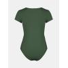 imageCUPSHE One Piece Swimsuit for Women Mock Neck Zipper Short Sleeve Bathing SuitGreen