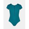imageCUPSHE One Piece Swimsuit for Women Mock Neck Zipper Short Sleeve Bathing SuitNavy Teal