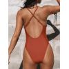 imageCUPSHE Women Swimsuit One Piece Bathing Suit Deep V Neck Crisscross Back Adjustable StrapBrick Red