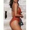imageCUPSHE Women Swimsuit One Piece Bathing Suit Deep V Neck Crisscross Back Adjustable StrapBrick Red