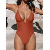 imageCUPSHE Women Swimsuit One Piece Bathing Suit Deep V Neck Crisscross Back Adjustable StrapBrick Red