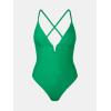 imageCUPSHE Women Swimsuit One Piece Bathing Suit Deep V Neck Crisscross Back Adjustable StrapForest Green