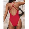 imageCUPSHE Women Swimsuit One Piece Bathing Suit Deep V Neck Crisscross Back Adjustable StrapTomato Red