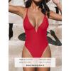 imageCUPSHE Women Swimsuit One Piece Bathing Suit Deep V Neck Crisscross Back Adjustable StrapTomato Red